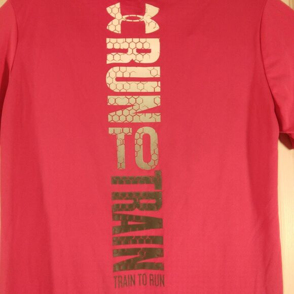 Under Armour RUN tshirt womens XL XLarge pink short sleeve semi-fitted train - Picture 6 of 12